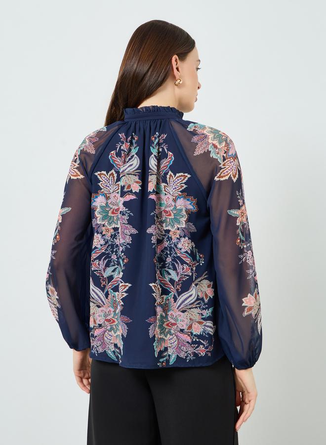 Styli Women Navy Blue Paisley Print Blouse - Image 3